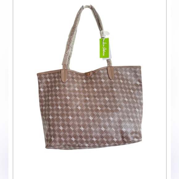 NEW - Sam Edelman Medium Harper Monogram Shopper Tote One Size, TAUPE - Picture 6 of 9